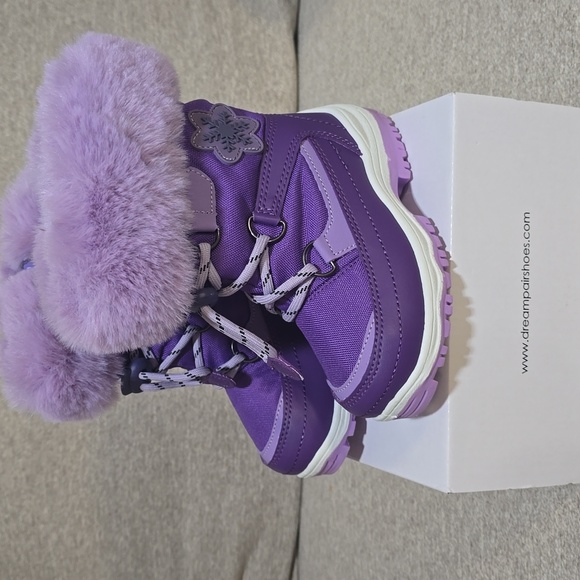 Purple Snow Boots Faux Fur Lined Mid-Calf   Slip Restiant Boots - Picture 2 of 14